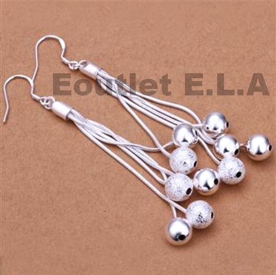 98mm 5-row SILVER BALL DANGLE EARRINGS